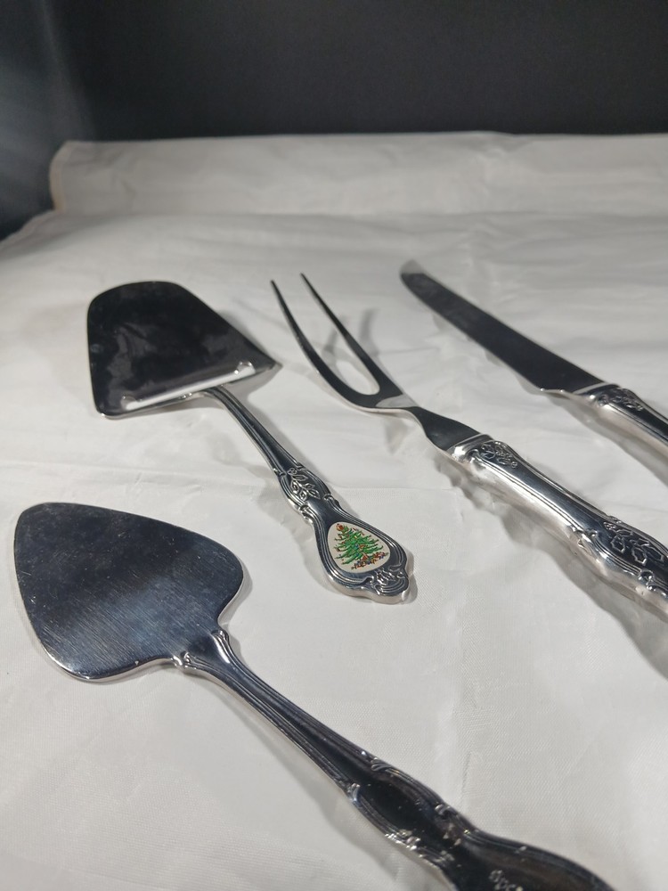 Spode Christmas Tree Serving Utensil Set 4 Piece Fork.knife.grader.cake Server
