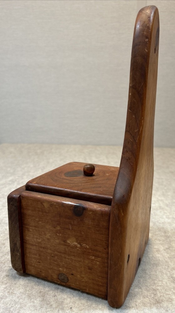 Primitive Antique Rustic Salt Box Handmade Wall Hanging Solid Wood