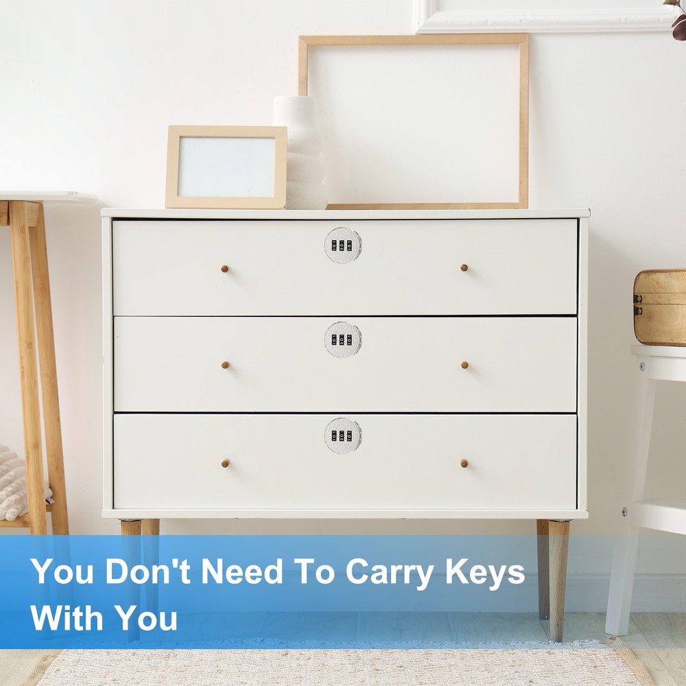 3/4 Inch Combination Cam Lock, Password Coded Cabinet Lock, Silver