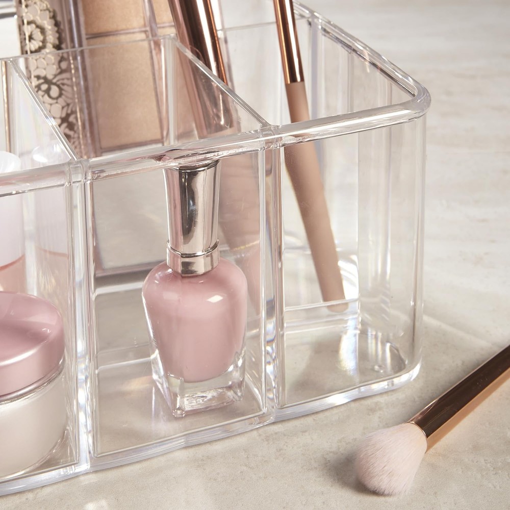 5-Compartment Clear Plastic Organizer | Rectangular Divided Makeup and Vanity...