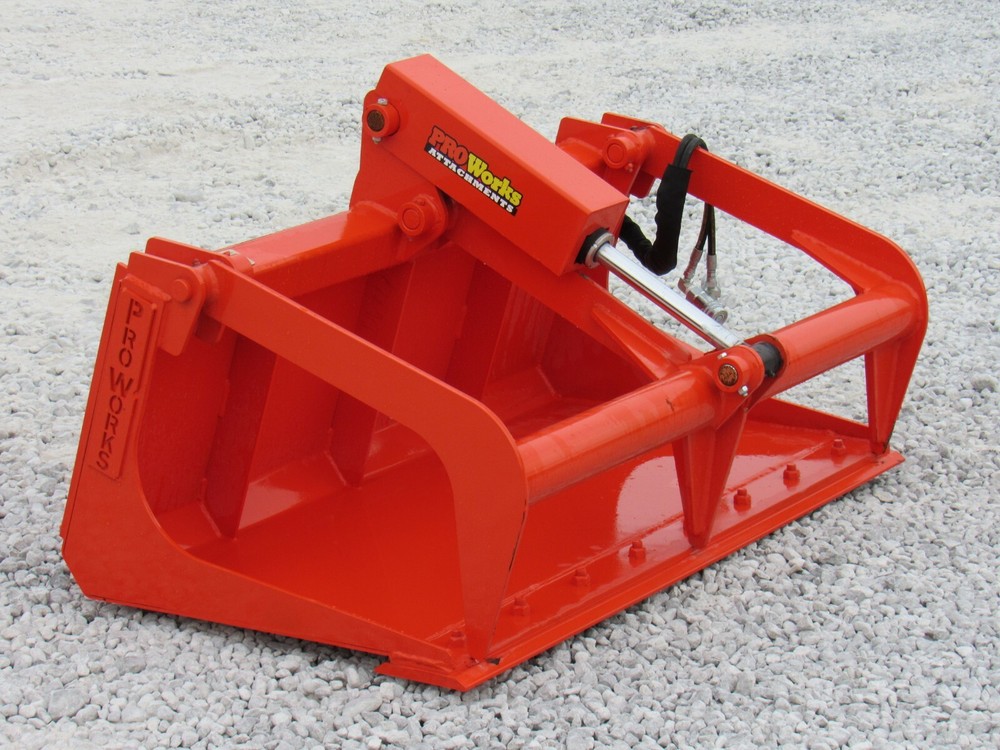 48" Solid Bottom Bucket Grapple Attachment Fits Skid Steer Quick Attach Kubota