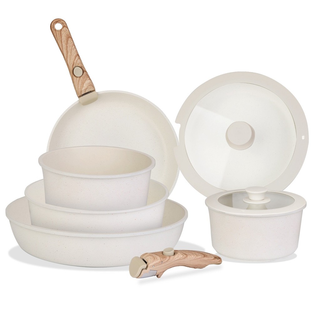 21 Pcs Pots and Pans Set Non Stick, Ceramic Cookware Set Detachable Handle