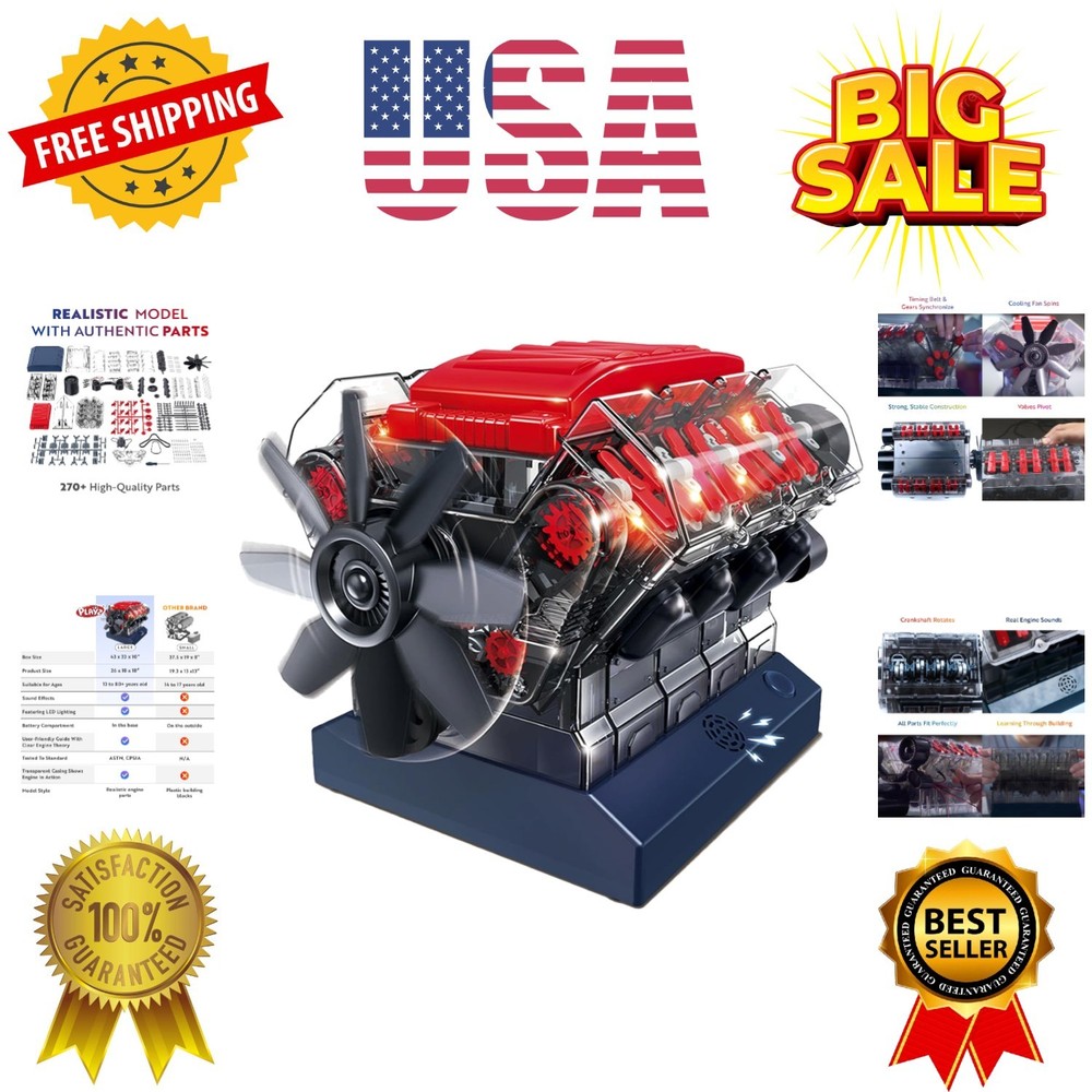 V8 Combustion Engine Model Kit That Runs - Build Your Own STEM Mini V8 Model ...