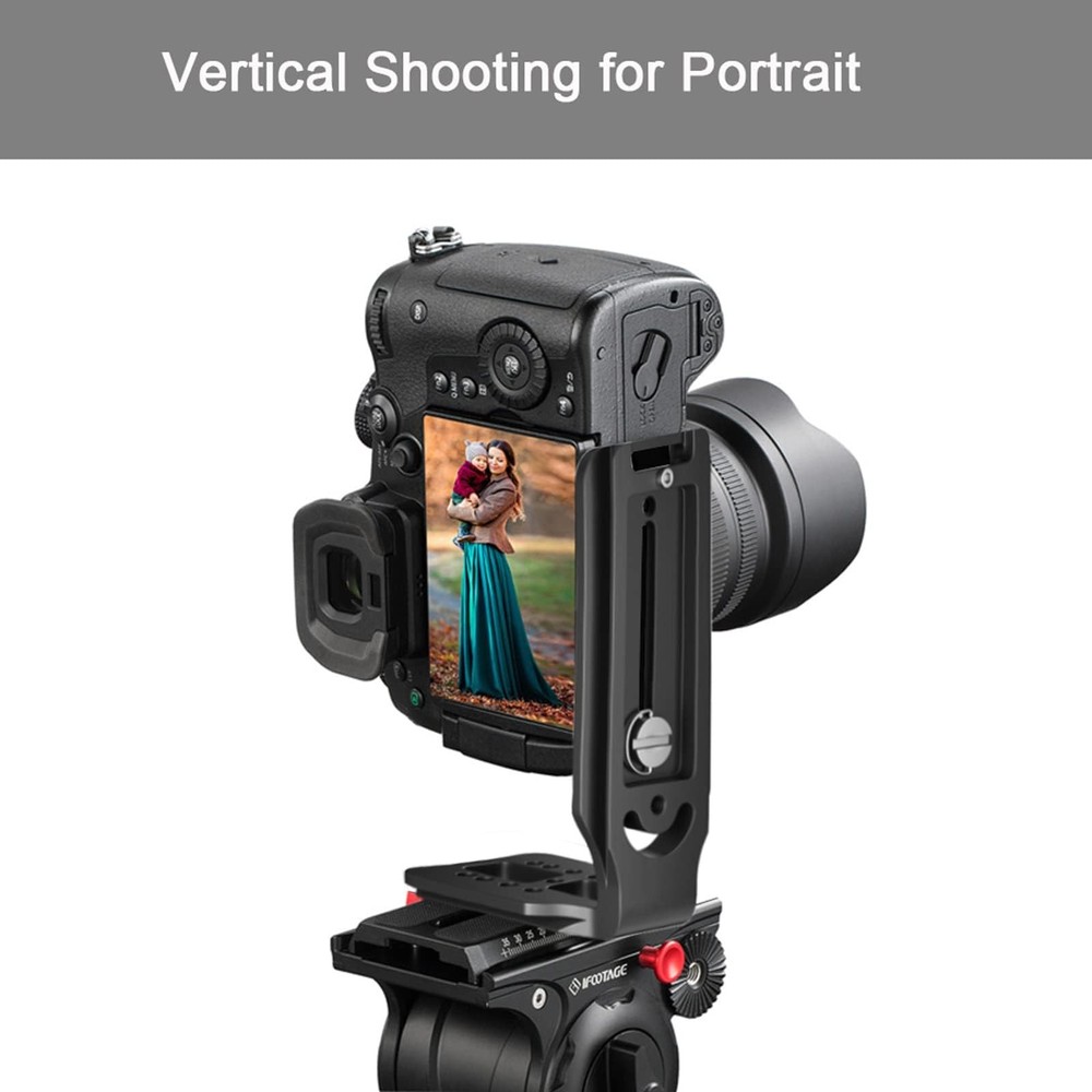 DSLR Camera L Bracket Vertical Horizontal Switching Tripod Quick Black