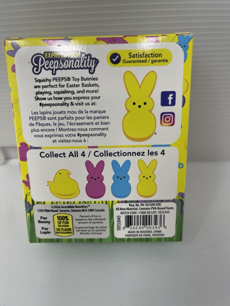 Peeps Bunny Squishy, YELLOW, EASTER, Fast Shipping!
