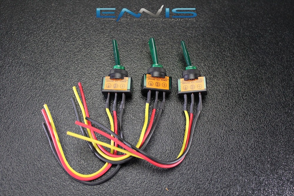5 PCS ILLUMINATED ON OFF TOGGLE SWITCH GREEN PRE WIRED 12 VOLT 20 AMP IBITSG