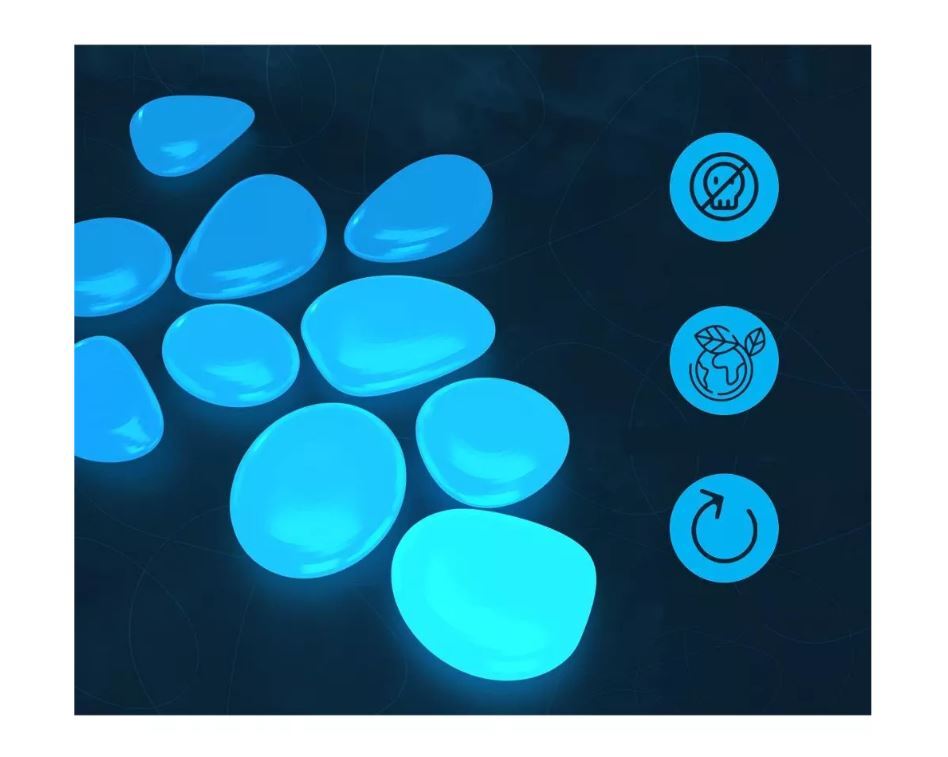 Glow in The Dark Rocks Indoor & Outdoor Use Blue, 450 Pieces
