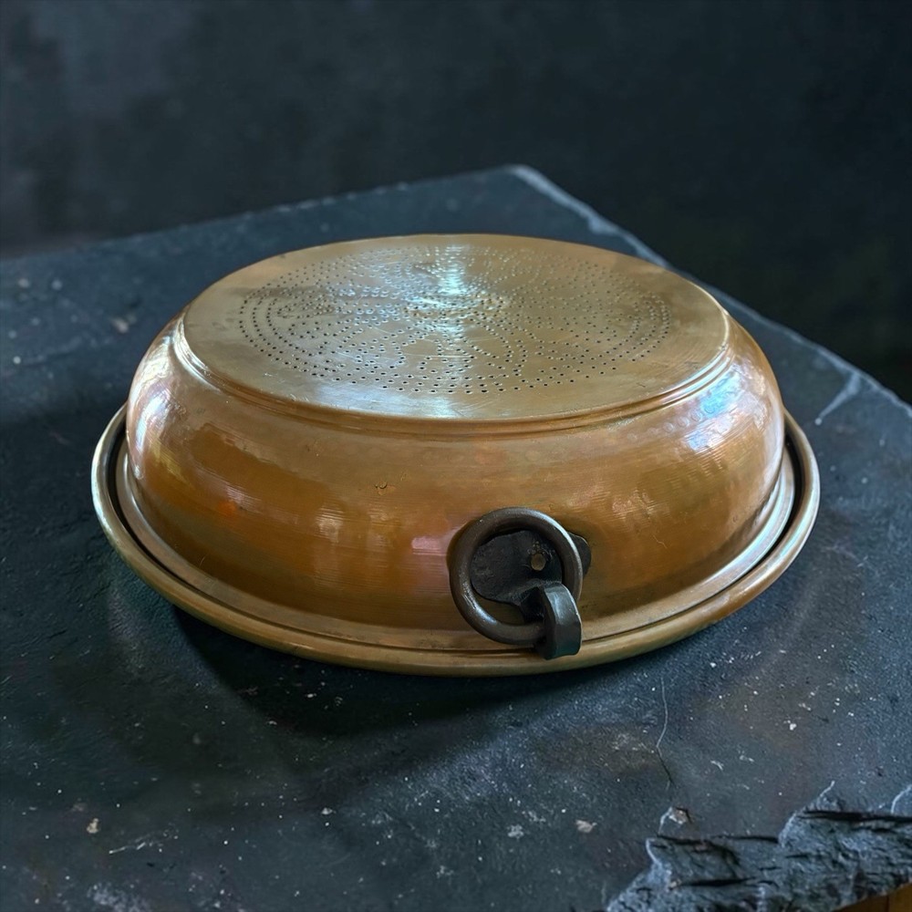Antique Vintage Copper Colander Strainer 16”