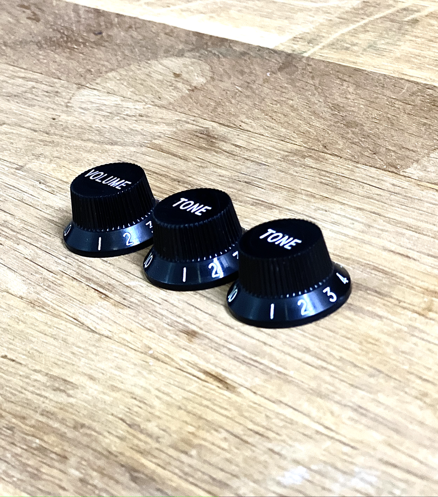 Fender Stratocaster Knobs - Black Knobs Set 1 Volume 2 Tone - ORIGINAL