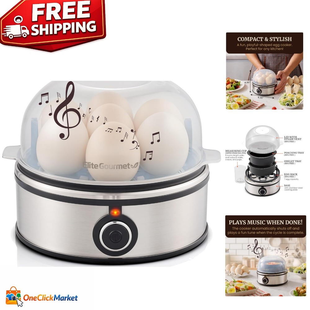Versatile Egg Cooker - 7-Egg Capacity for Soft, Medium, Hard Boiled & Omelets