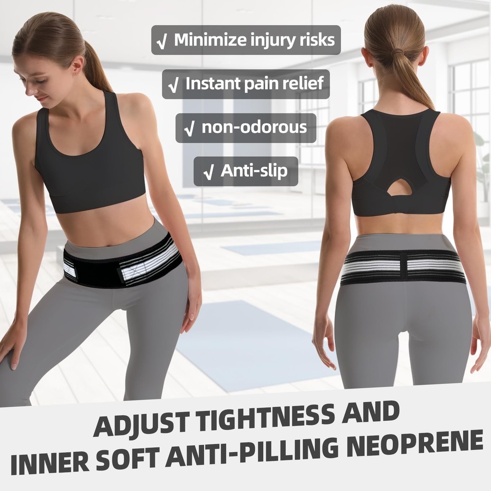 Sacroiliac SI Joint Hip Brace with Dual-Compression Tech - Sciatica & Lower B...