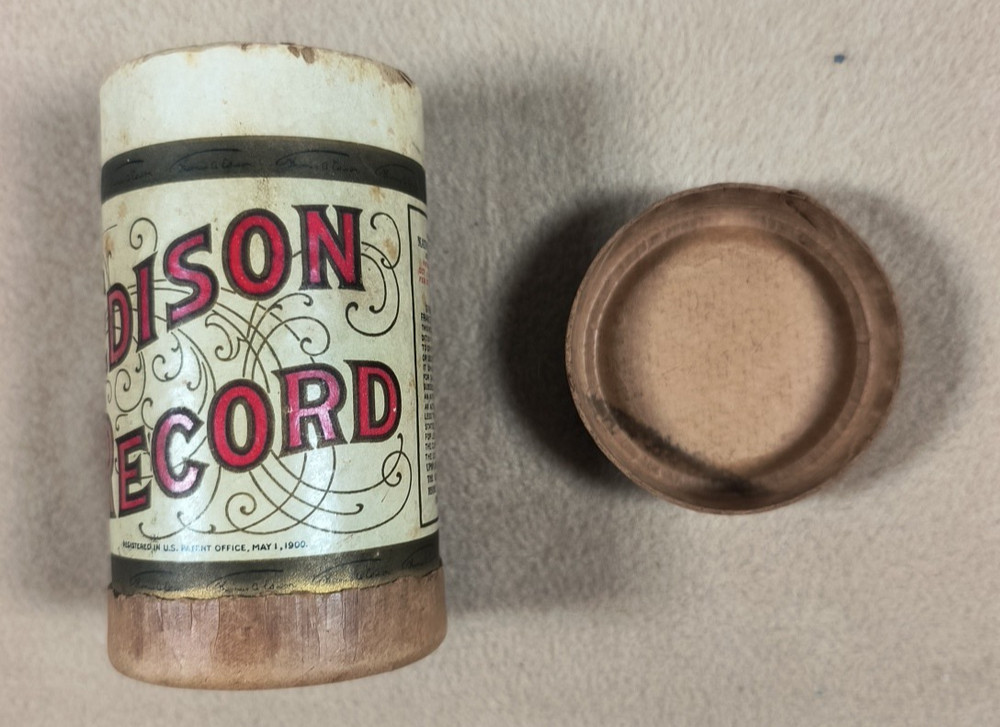 Antique 1908 Edison Cylinder Record ( Empty) Container National Phonograph Co