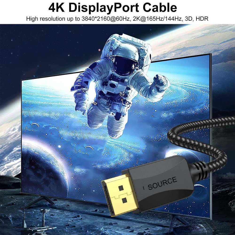 DisplayPort to DisplayPort Cable 1.5 ft 2-Pack Thin DP Display Port Cable Ad