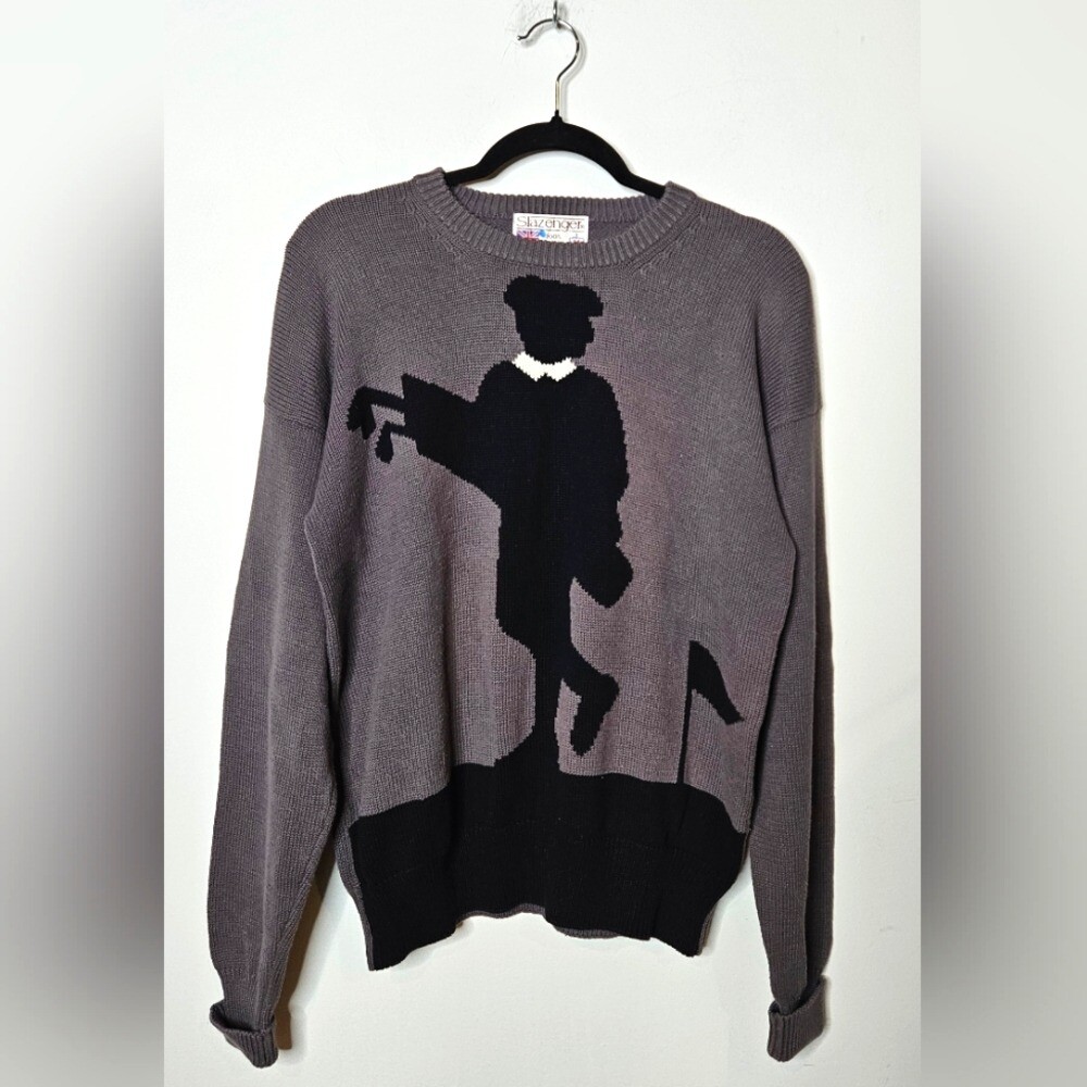 Slazenger Vintage Golf Silhouette Gray Pullover Sweater Masters Mens Medium