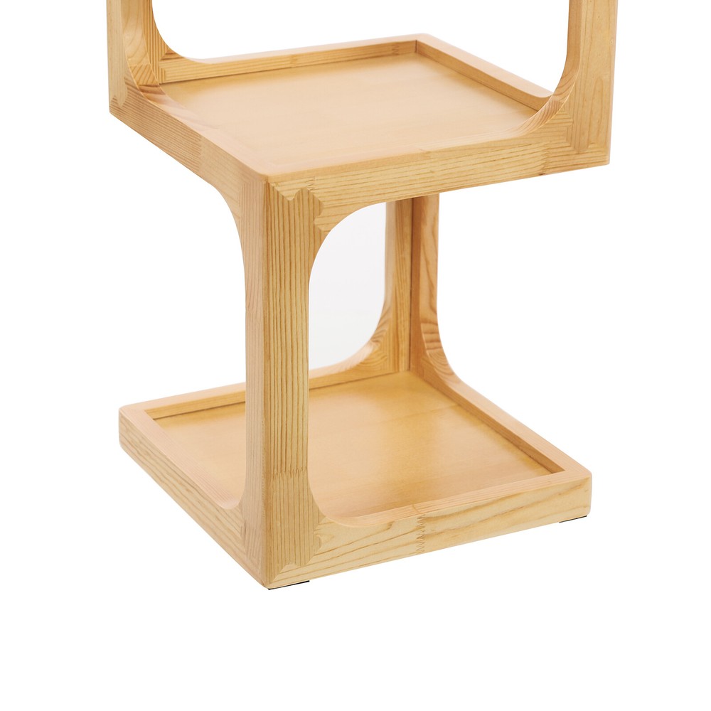 3-Tiers Solid Wood Nightstand, End Table for Small Spaces with Open Storage