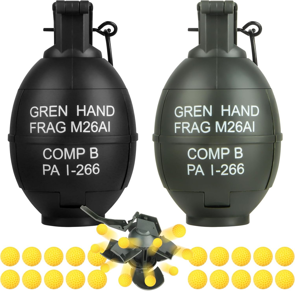 Tactical Toy-Grenade for CS Battle Game,2Pcs Fall Resistant Refillable Fun Impac