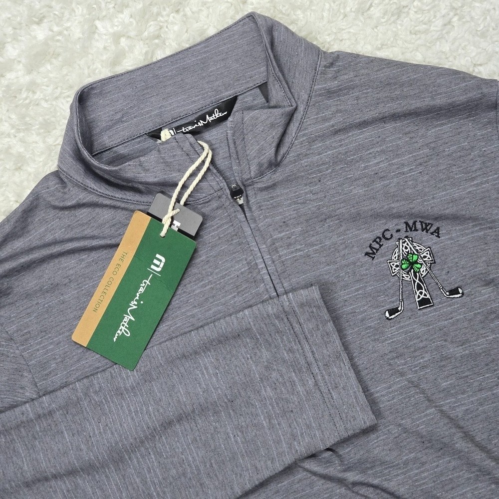 Travis Mathew Havasu 2.0 Mens Small Grey Quarter Zip Golf Pullover Celtic Logo