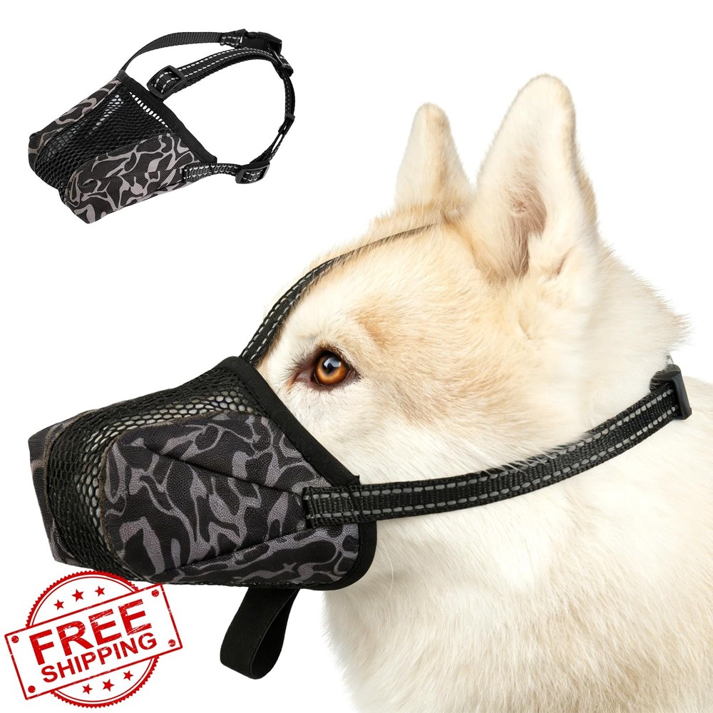 SeranPup Soft Air Mesh Dog Muzzle Black S Anti-Bite