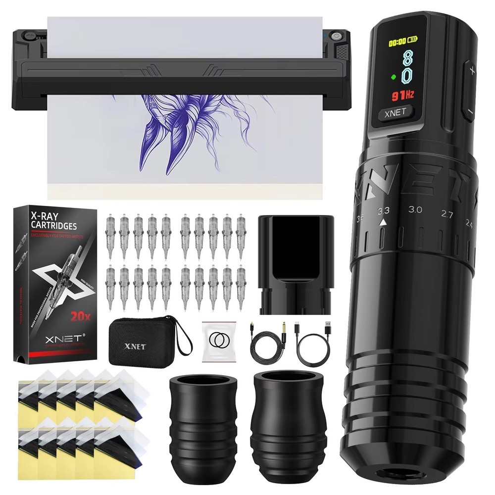 XNET Vipera Professional Wireless Tattoo Machine Kit Tattoo Transfer Printer