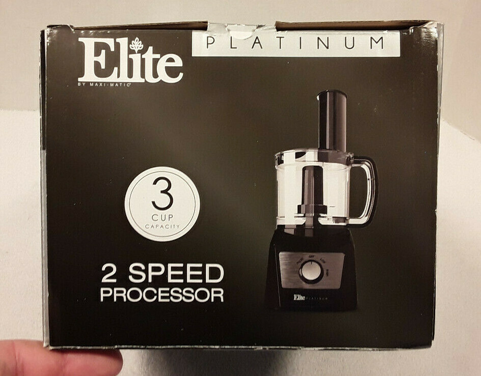 Elite Food Processor 3 Cup Compact Black Stainless Blades Model EFP-7719