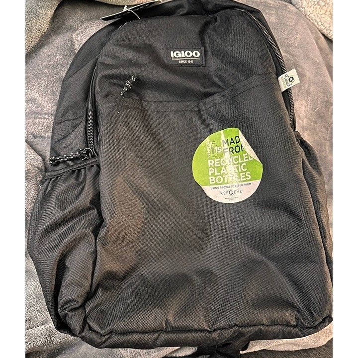 Igloo Repreve 24-Can Cooler Backpack Black Recycled Polyester 4902105