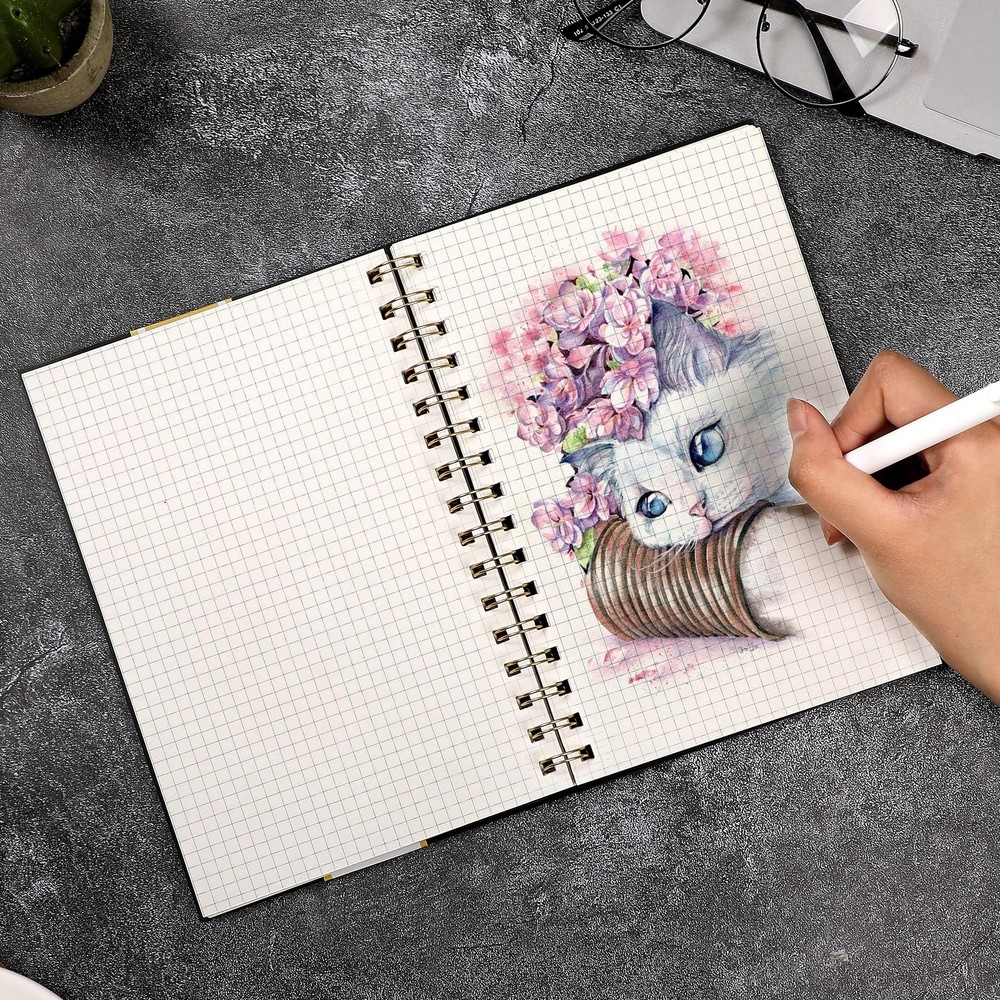 Yoment Graph Paper Spiral Notebook A5 Graphing A - - A5, Black