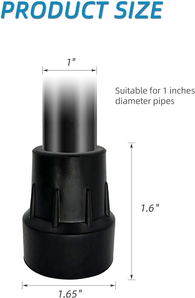 SecureGrip 1-Inch Cane Tip Replacements – Pack of 2