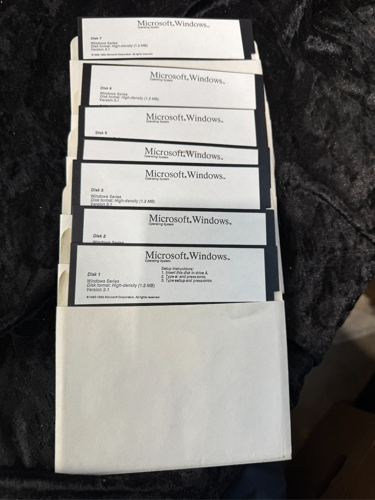 Microsoft Windows Version 3.1 Operating System 5.25 Disks