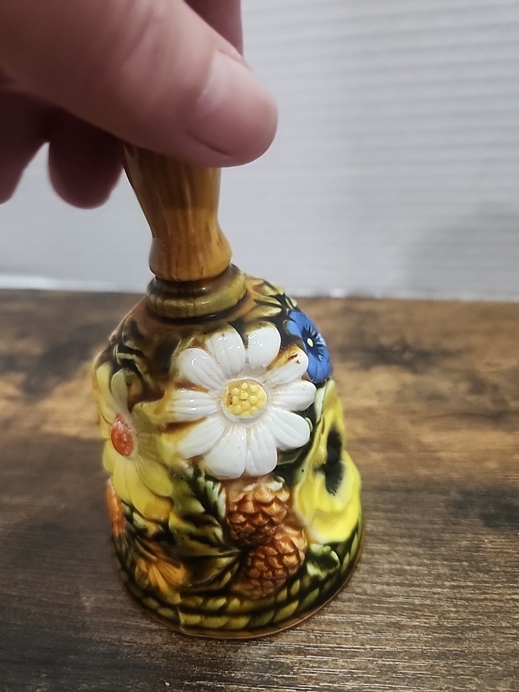 INARCO 1960's orange floral dinner bell