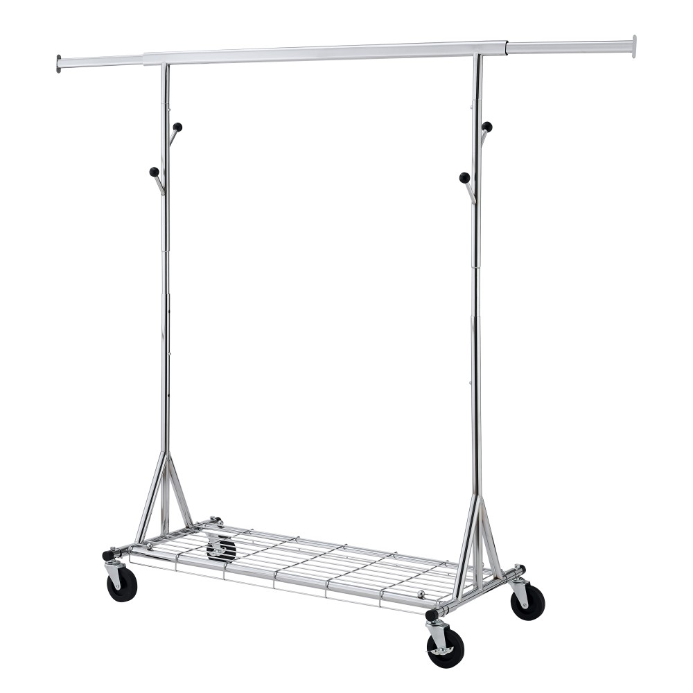 Silver Iron Heavy Duty Clothes Rack 600LBS Capacity Adjustable Rolling Garment