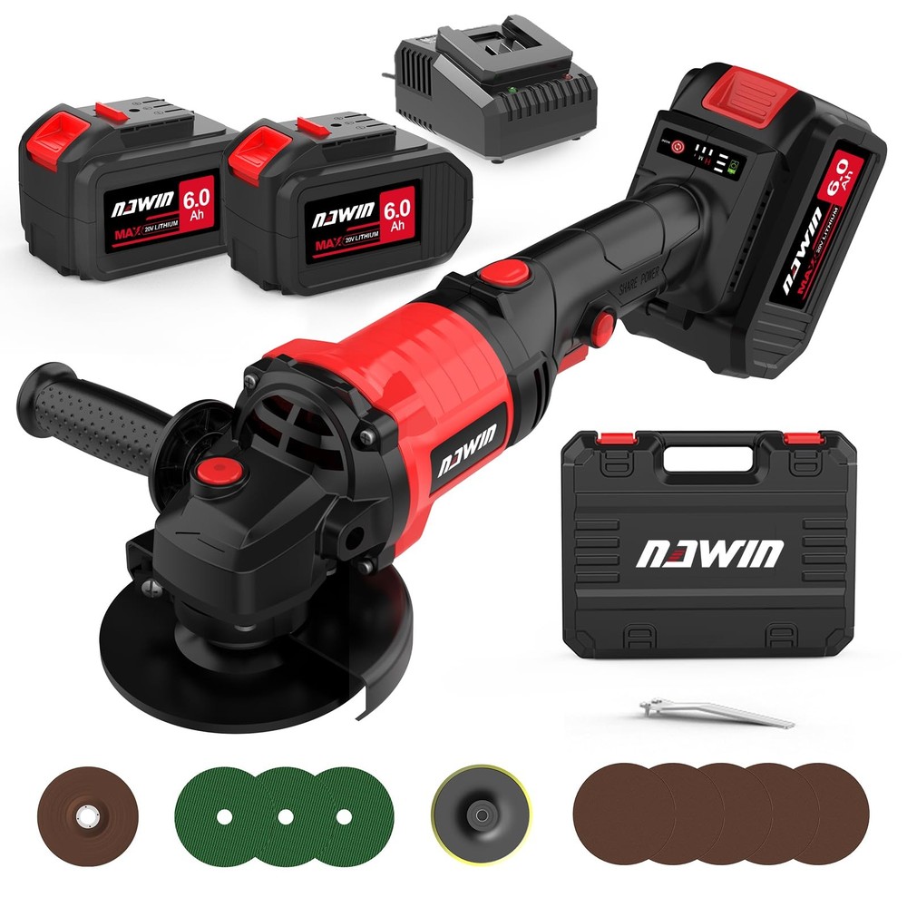 Cordless Angle Grinder, 4-1/2 Inch Variable Speed Angle Grinder, Cordless Gri...