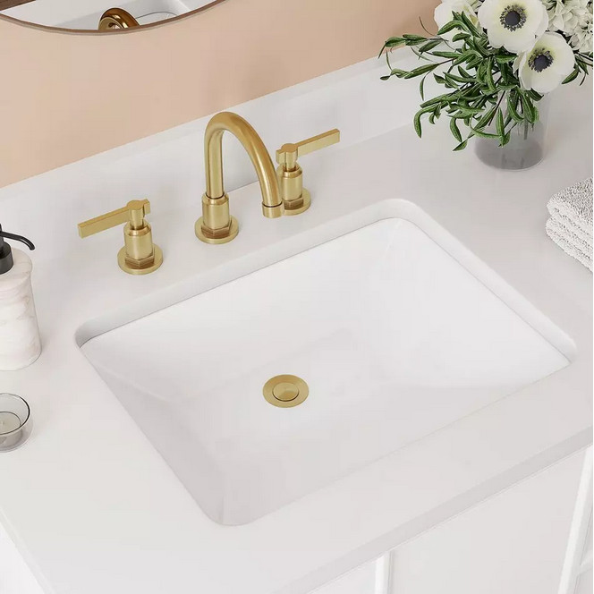 Signature Hardware-Avalon Rectangular Porcelain Undermount Bathroom Sink - White