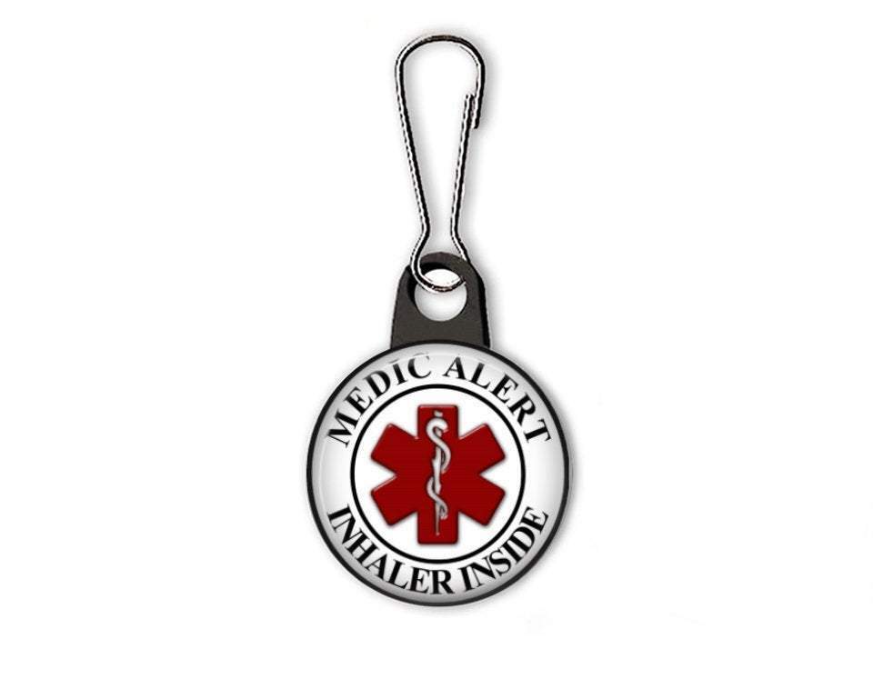 Medic Alert Inhaler Inside - Zipper Pull, Luggage Tag, Backpack Tag