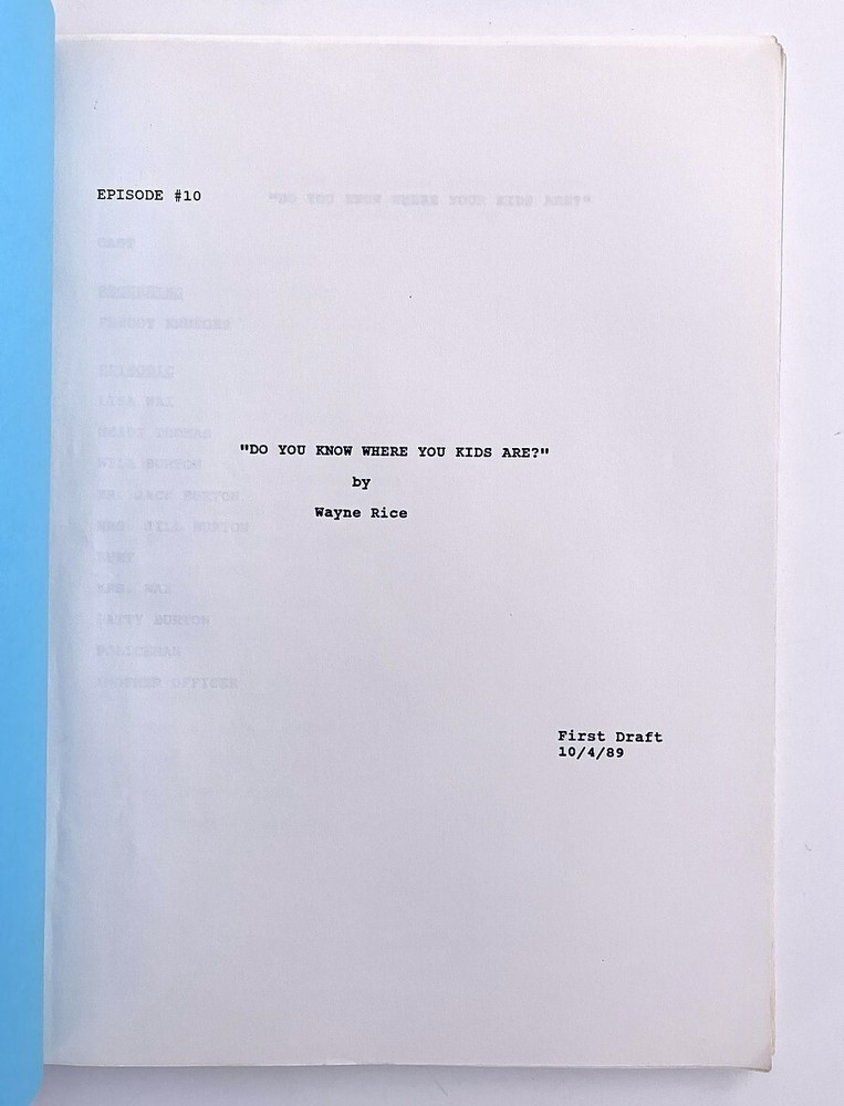 Freddy's Nightmares TV Script "Do You Know Where Kids Are?" 1989 Robert Englund