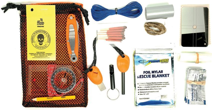 ESEE Essentials Kit Many Items For Survival/Adventuring In A Drawstring Pouch