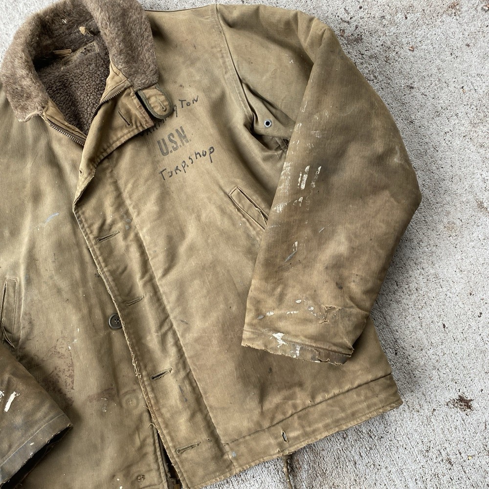 Vintage WW2 US Navy N-1 Deck Jacket Medium 38, Stencil N1