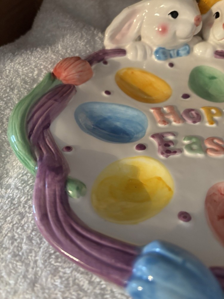 Deviled Egg Platter Hoppy Easter Bunny & Tulip