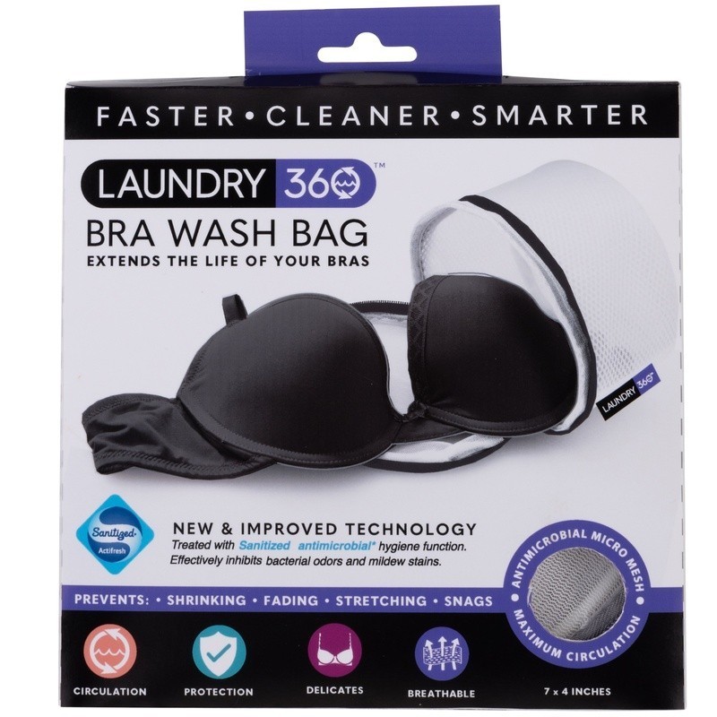 Sanitized Mesh Bra Wash Bag Durable Anti-Microbial Laundry Protector Zip Closure