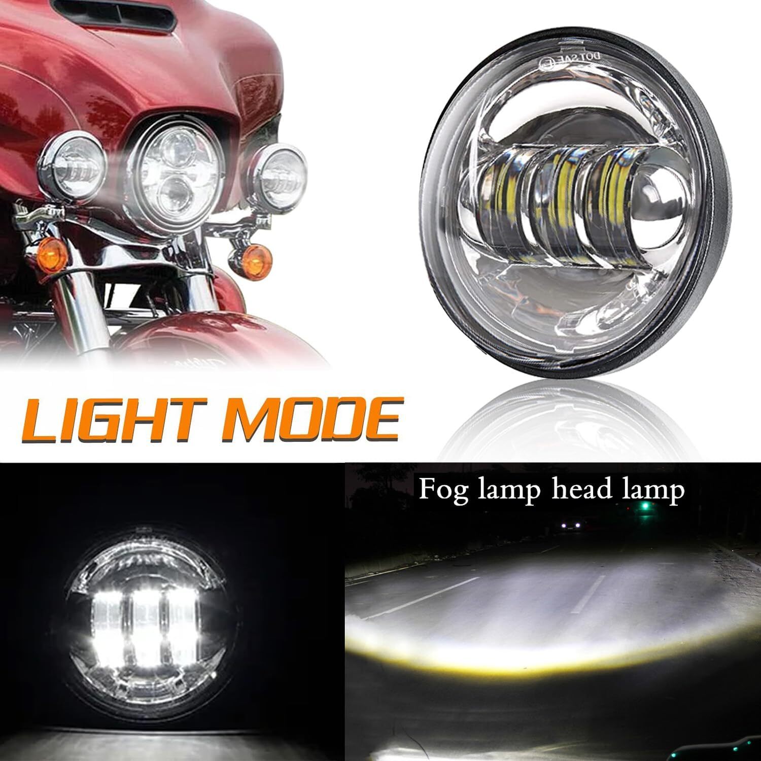 7Inch 140W LED Headlight Hi/Lo + 2Pcs 4.5Inch 80W Fog Light for Harley Davidson