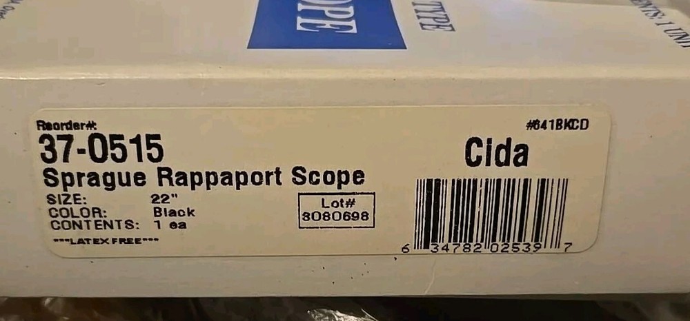 New CIDA Black/Gray Stethoscope Sprague Rappaport Type