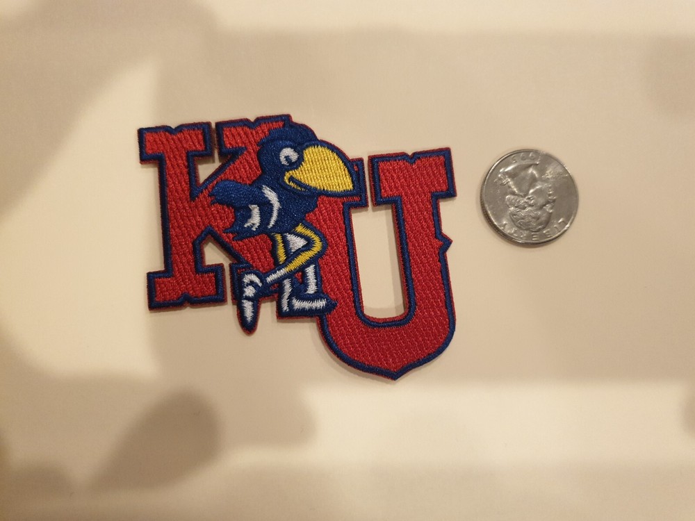 KU Kansas Jayhawks  Embroidered Iron On Patch  3" x 2.75" ”