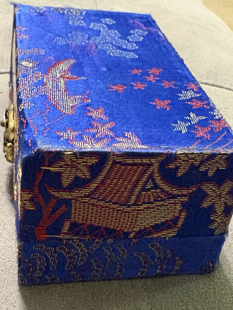 Shouxing Baoding Balls Metal Silver Blue Red in Decorative Blue Box