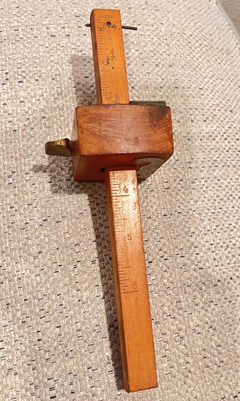 Antique Wooden Marking Gauge Mortise Marking Gauge  Brass Patent Jan 12 1886
