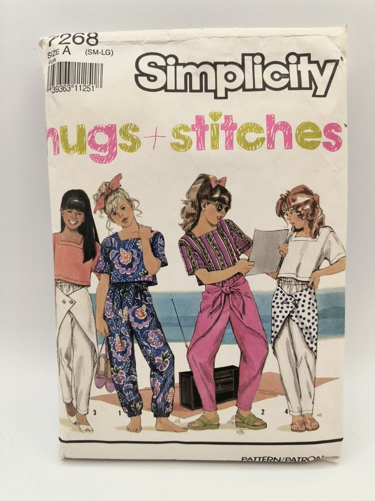 Simplicity 7268 Jugs + Stitches Girls Sewing Pattern For Pull-On Pants & Cropped