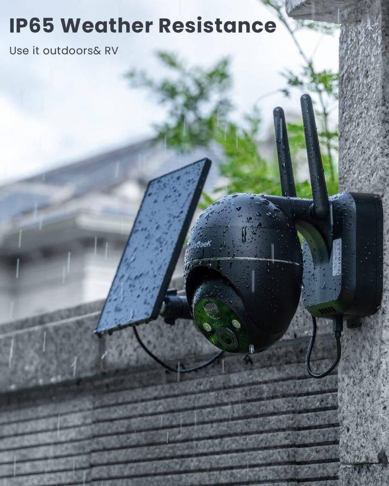 ieGeek Solar Camera System 2 Pack 2K 360° View, Spotlight/Siren Night Vision