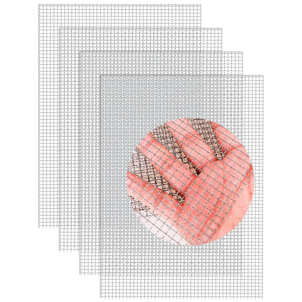 Stainless Steel Mesh Sheets - 4 Pack, 12x8 Inch, Rust-Resistant for DIY Projects