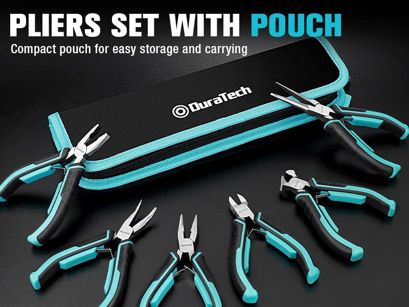 Mini Pliers Set, 6PCS Jewelry Pliers Set, CRV Construction, Includes Needle