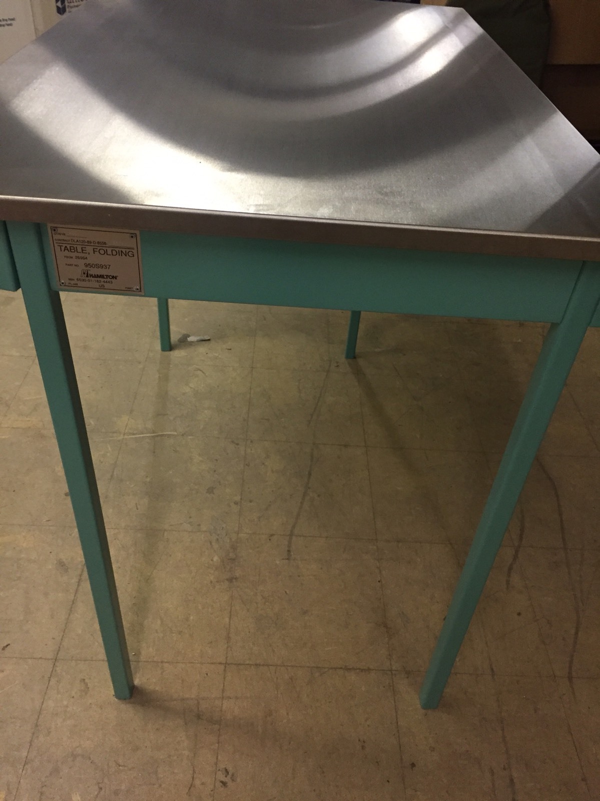 NEW HAMILTON Folding Leg Table Stainless Steel Top Heavy Duty 950S937 45x30x36"