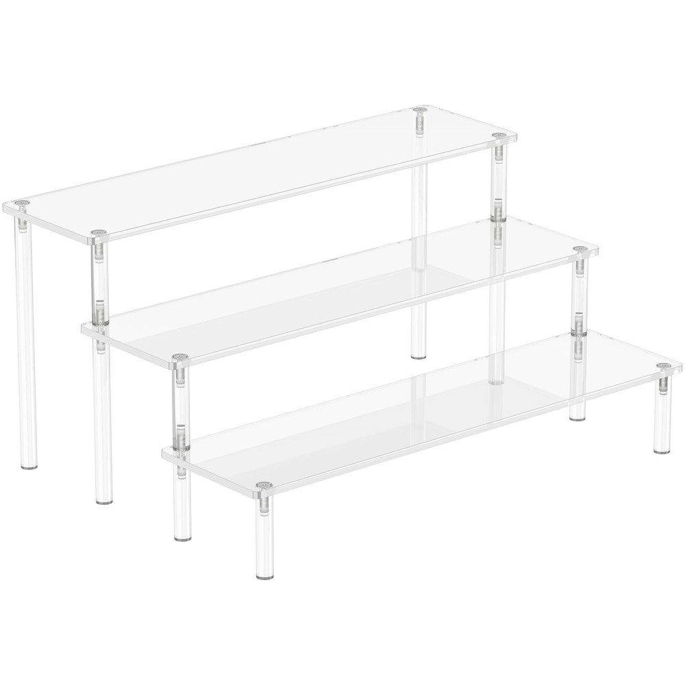 Acrylic Display Risers, 3 Tier Clear Perfume Organizer Stand, Large Shelf Riser
