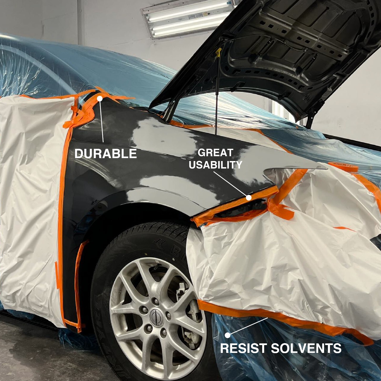 LAUCO Orange Automotive Refinishing Masking Tape, Moisture UV and Heat Resistant